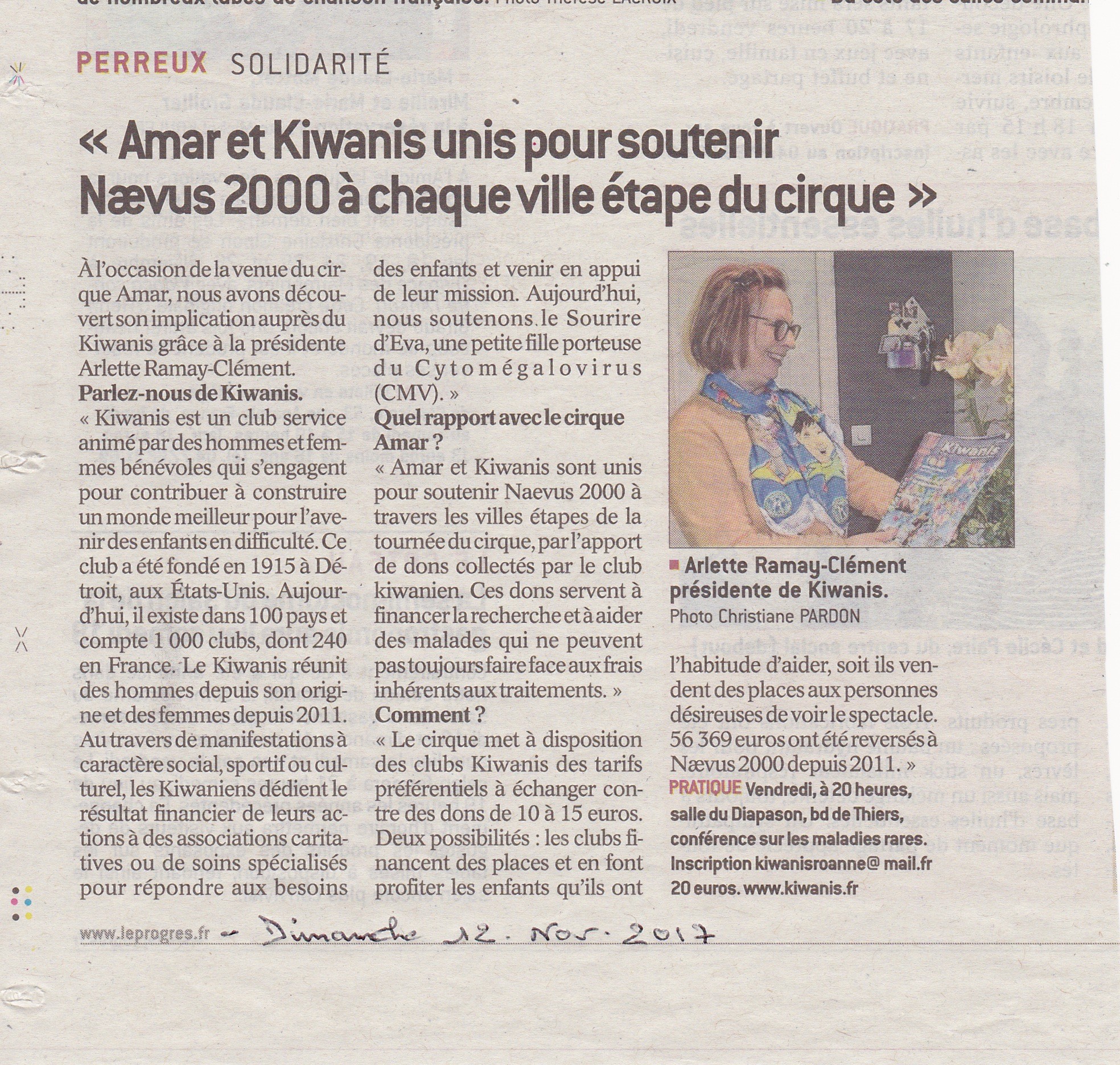 Le cirque AMAR et KIWANIS unis pour soutenir Naevus 2000