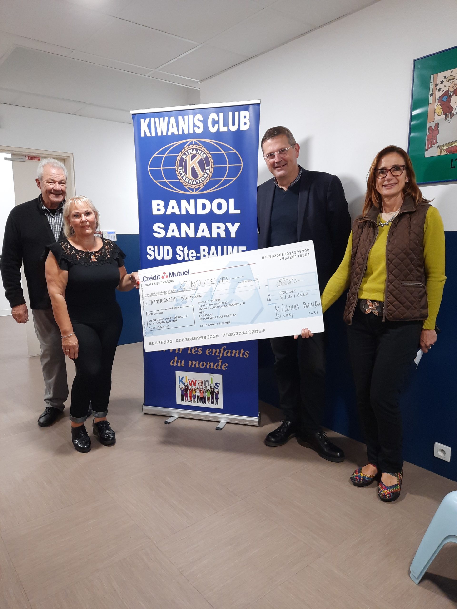 le Kiwanis BSSSB fait un don aux Apprentis d&rsquo;Auteuil