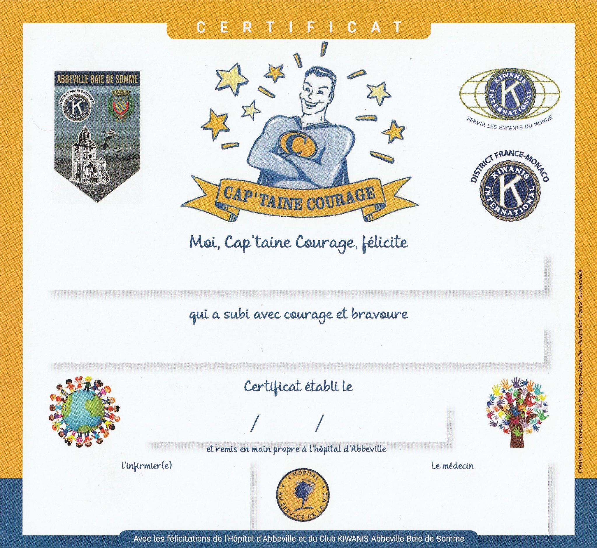 Le kiwanis Abbeville Baie de Somme  a présenté le nouveau diplôme « Cap&rsquo;taine Courage »