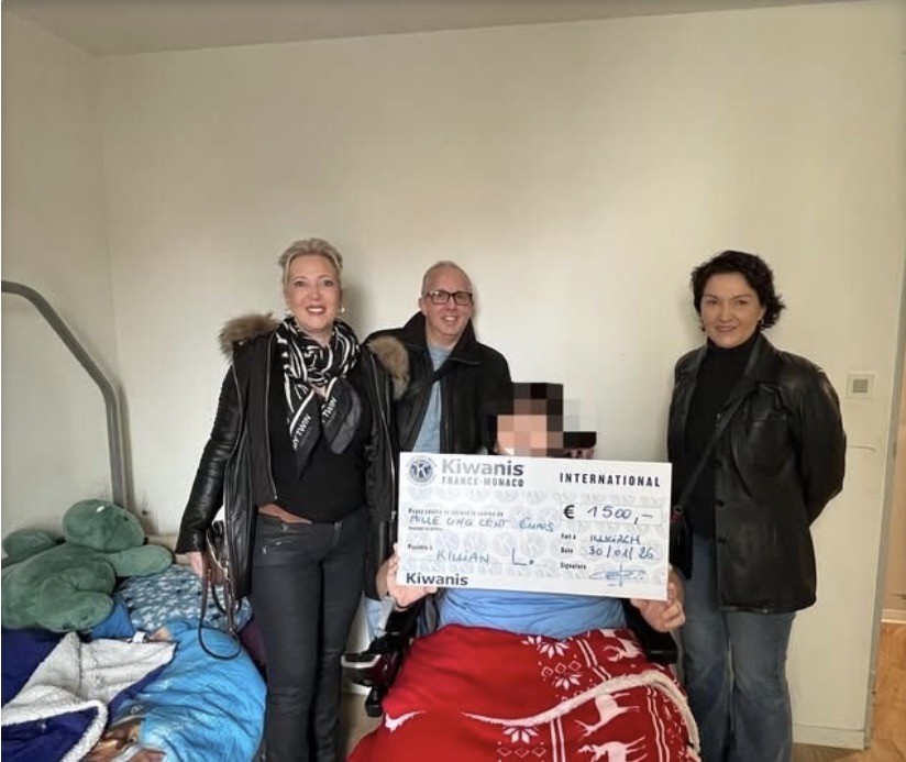 Le Kiwanis Club d’Illkirch remet un chèque de 1 500 € pour soutenir Kyllian!